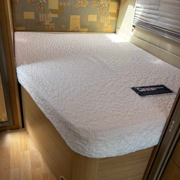 Real customer photo — Abbey Gts 418, fitted with our custom size Novolatex Caravan Mattress