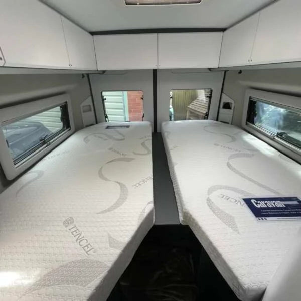 Real customer photo — Adria Twin Supreme, fitted with our custom size Bodyshape Motorhome Mattresses