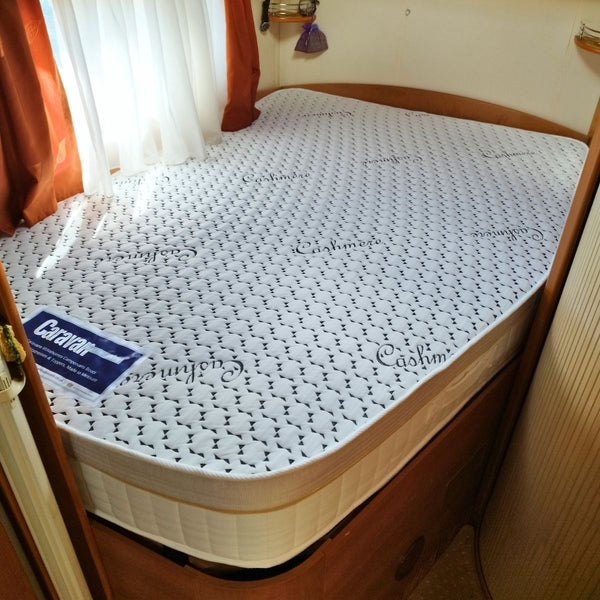 Real customer photo — Hobby Siesta Exclusive 650 FLC, fitted with our Imperial Elite 2000 Right Curved Corner Caravan Mattress - Double