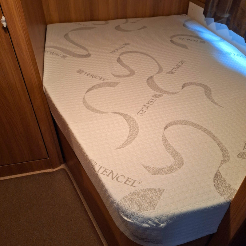 French Bed Mattress inside a Caravan Bedroom