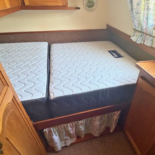 Real customer photo — Canal Long Boat, fitted with our Grand Crescent™ Horizontal Bolster Luxury Caravan Mattress - Double